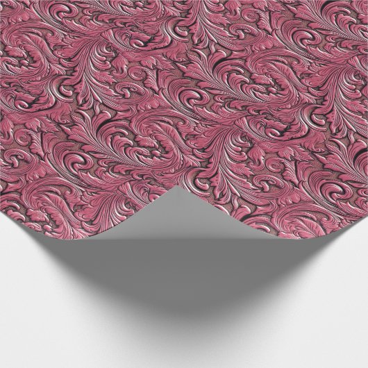 Rosa Western aus geblümtem Leder mit Prägung Geschenkpapier (Ecke)