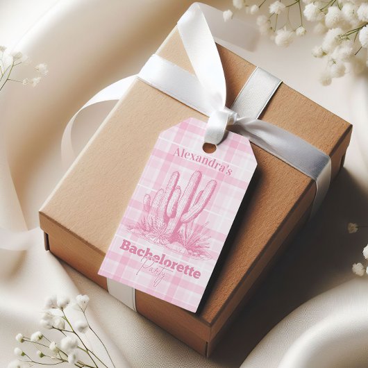 Rosa Western Bachelorette Geschenkanhänger