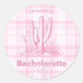 Rosa Western Bachelorette Runder Aufkleber (Vorderseite)