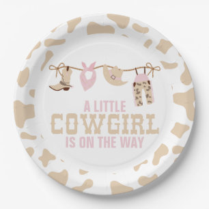 Rosa Western-Cowgirl-Baby-Shower-Papierteller Pappteller