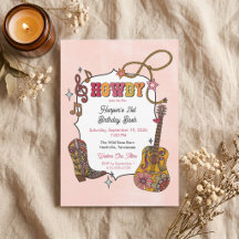 Rosa Western-Cowgirl-Geburtstagseinladung
