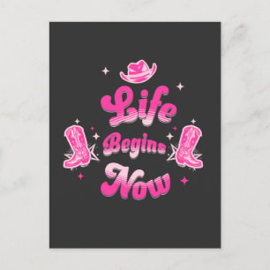 Rosa Western Cowgirl Geburtstagsmeilenstein Postkarte