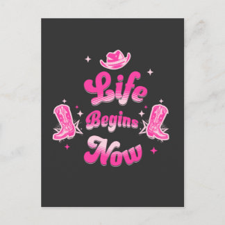 Rosa Western Cowgirl Geburtstagsmeilenstein Postkarte