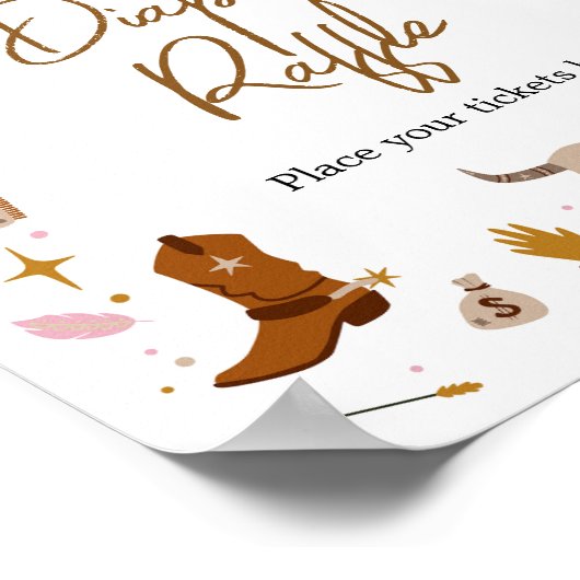 Rosa Western Cowgirl Kinderdusche Windelwanne Wind Poster (Ecke)