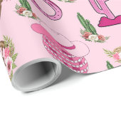 Rosa Western Cowgirl-Muster Geschenkpapier (Rolleneckpunkt)