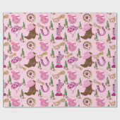 Rosa Western Cowgirl-Muster Geschenkpapier (Flach)