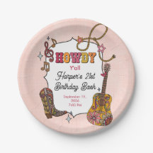 Rosa Western-Cowgirl-Party-Tellerplatten aus Papie