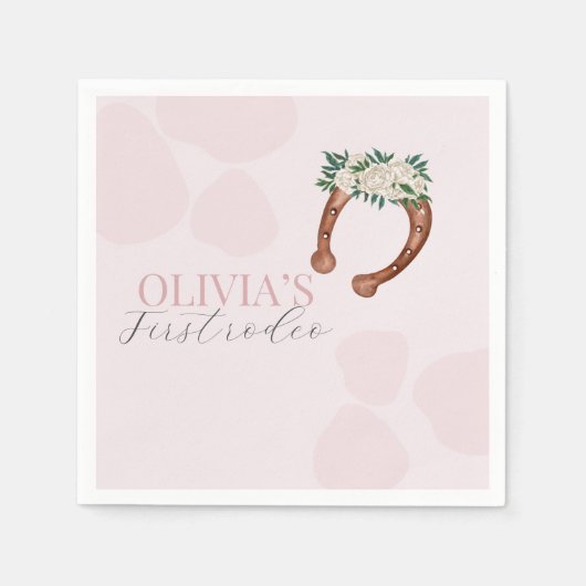 Rosa Western Cowgirl Rodeo Geburtstag Serviette (Vorderseite)