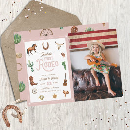 Rosa Western Erster Geburtstag Rodeo Baby Girl Inv Einladung