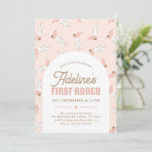 Rosa Western First Rodeo Giro Einladung (Stehend Vorderseite)