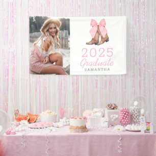 Rosa Western Foto Personalisiert 2025 Abschluss Banner