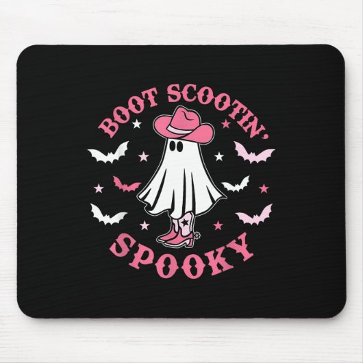 Rosa Western Halloween Cowboy Ghost Boot Scootis S Mousepad (Vorne)