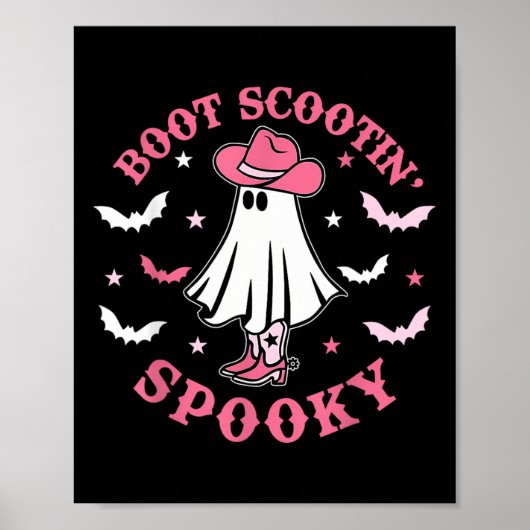 Rosa Western Halloween Cowboy Ghost Boot Scootis S Poster (Vorne)