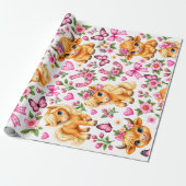 Rosa Western Highland Cow & Pony Geschenkpapier (Ungerollt)