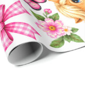 Rosa Western Highland Cow & Pony Geschenkpapier (Rolleneckpunkt)