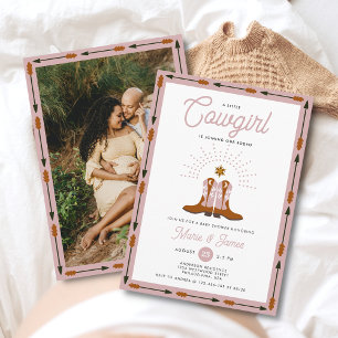 Rosa Western Kleine Cowgirl Rodeo Kinderdusche Einladung