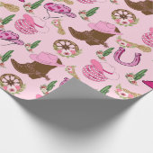 Rosa Western-Kuhgirl-Muster Geschenkpapier (Ecke)
