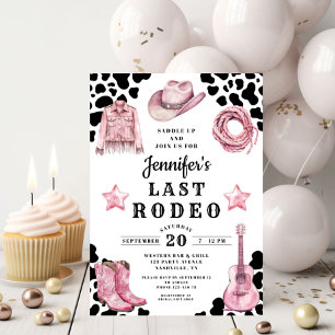 Rosa Western Last Rodeo Junggesellinnenabschied Einladung