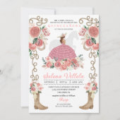Rosa Western Mariachi Charro Princess Quinceañera Einladung (Vorderseite)