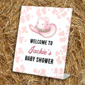 Rosa Western Rodeo Cowgirl Babydusche Empfang Sockelschild