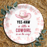 Rosa Western Rodeo Cowgirl Babydusche Pappteller<br><div class="desc">elegantes Western Rodeo Aquarellwerk. Country Rodeo Cowgirl Rodeo Baby Dusche Thema. Einfach zu personalisieren.</div>