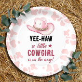 Rosa Western Rodeo Cowgirl Babydusche Pappteller
