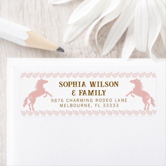 Rosa Western Rodeo Reitadresse Etikett - Co (Insitu)