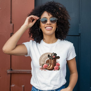 Rosa Western-Stiefel, Hut und Lüfter T-Shirt