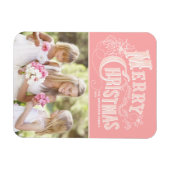 Rosa Western Typografie Frohe Weihnachtszeit Foto Magnet (Horizontal)