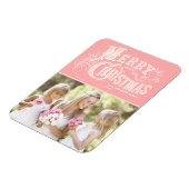 Rosa Western Typografie Frohe Weihnachtszeit Foto Magnet (Linke Seite)