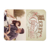 Rosa Western Typografie Frohe Weihnachtszeit Foto Magnet (Horizontal)