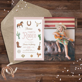 Rosa Western Vierter Geburtstag Rodeo Baby Girl Einladung