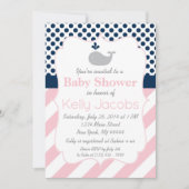 Rosa Whale Baby Dusche Einladung (Vorderseite)