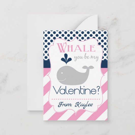 Rosa Whale, du bist mein Valentine Mitteilungskarte (Vorderseite)
