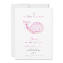 Rosa Whale Girl Under the Sea Einladung