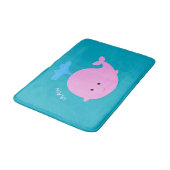 Rosa Whale Grafischer Bathmat Badematte (Schrägansicht)