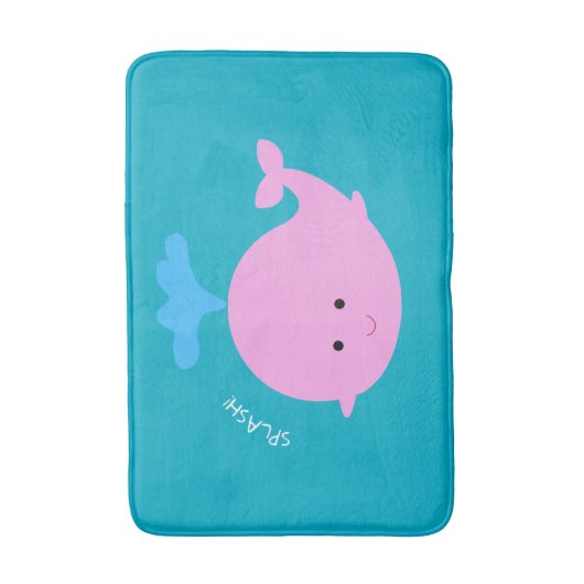 Rosa Whale Grafischer Bathmat Badematte (Vorderseite Vertikal)