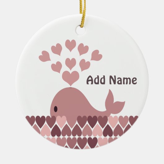 Rosa Whale-Liebe Keramik Ornament (Vorne)
