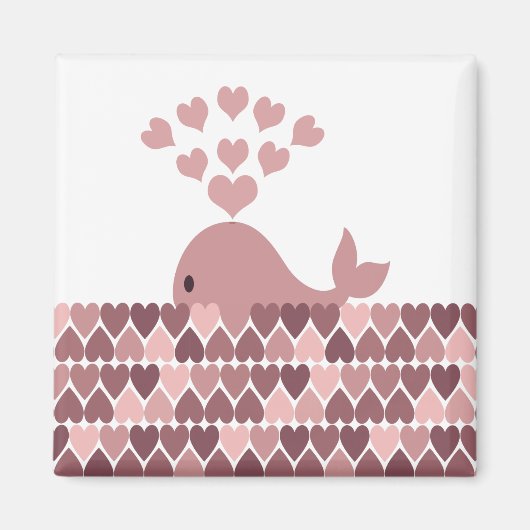 Rosa Whale-Liebe Magnet (Vorne)