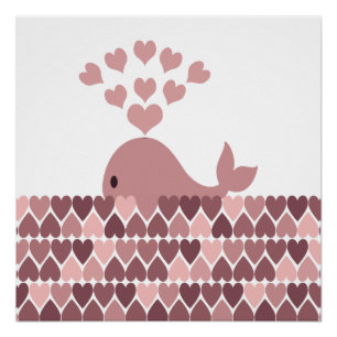 Rosa Whale-Liebe Poster