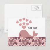 Rosa Whale-Liebe Postkarte (Vorne/Hinten)