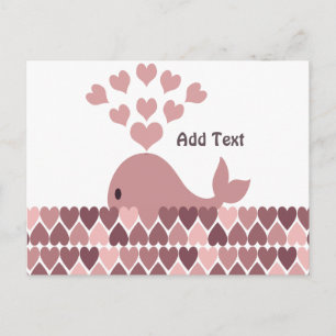Rosa Whale-Liebe Postkarte