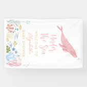 Rosa Whale unter der Sea Baby Dusche Empfang Banner (Horizontal)