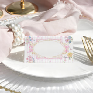 Rosa Whimsical Florales Mädchen-Baby-Shower Platzkarte