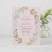 Rosa Whimsical-Wiesen-Hochzeit Einladung (Stehend Vorderseite)