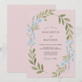 Rosa Whimsical-Wiesen-Hochzeit Einladung (Vorne/Hinten)