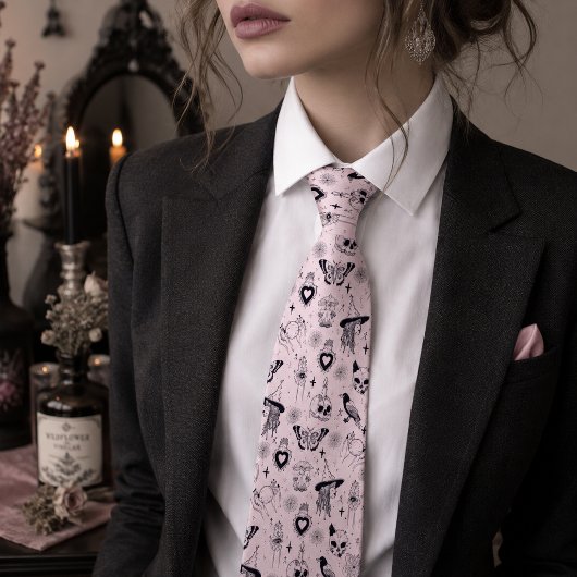 Rosa Whimsigoth-Hexenmuster Krawatte
