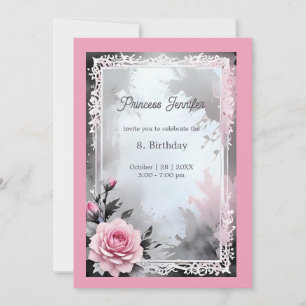 Rosa whimsikess Prinzessin Märchen Rosengeburt Geb Einladung