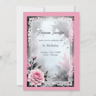 Rosa whimsikess Prinzessin Märchen Rosengeburt Geb Einladung