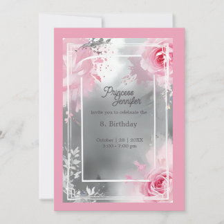 Rosa whimsikess Prinzessin Märchen Rosengeburt Geb Einladung